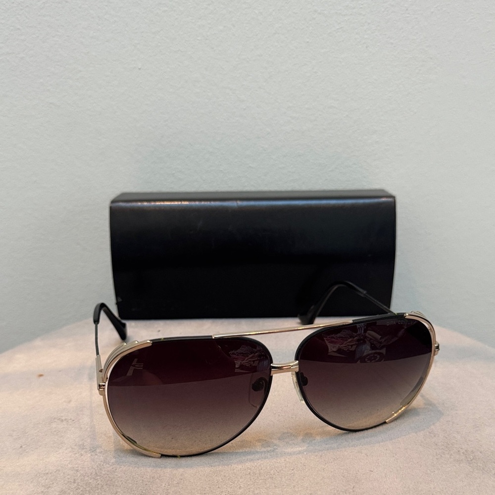DITA Stylish Black and Silver Aviator Sunglasses